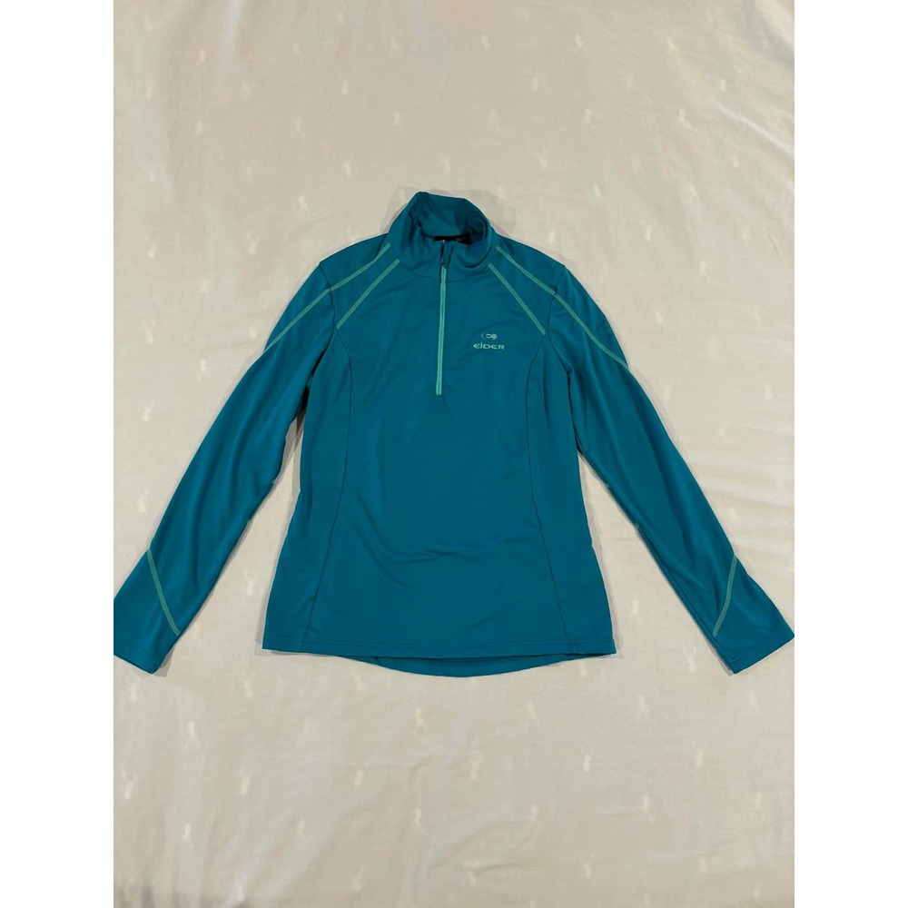 Eider Teal Blue Quarter Zip Long Sleeve Athletic Pullover Women's‎ Top